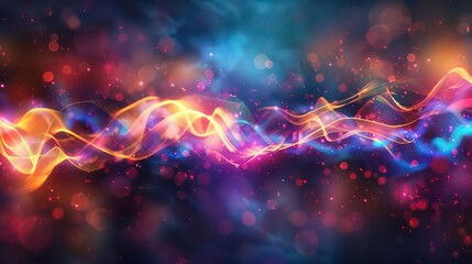 Canvas Print - abstract background with glowing lines and bokeh effect.