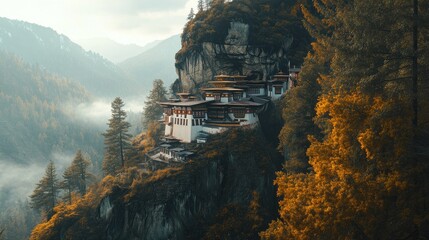 The peaceful ambiance of Tiger's Nest Monastery, with the sound of distant chanting echoing through the valley.