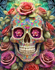 Wall Mural - Psychedelic human skull