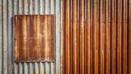 Wall Mural - Brown corrugated metal sheet surface with galvanized steel background