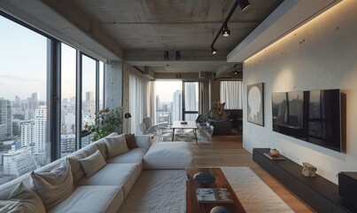 Wall Mural - Contemporary urban apartment with innovative features.