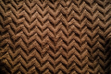 Textured brown woolen fabric with intricate knit design