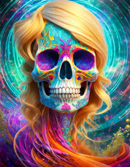 Wall Mural - Psychedelic human skull