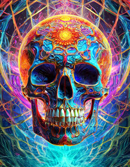 Wall Mural - Psychedelic human skull