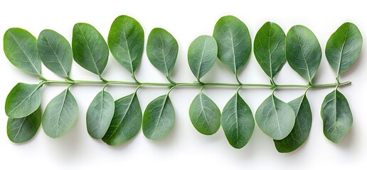 A sprig of eucalyptus leaves isolated on a white background. Perfect for creating natural and organic designs.