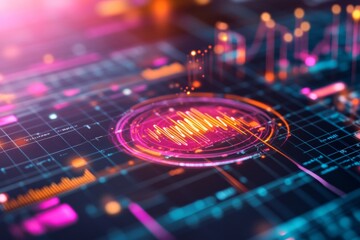Poster - Futuristic Data Visualization - Digital Charts and Graphs in Neon Colors