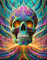 Wall Mural - Psychedelic human skull