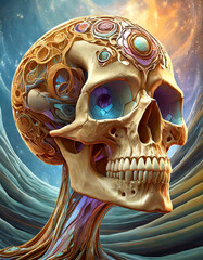 Wall Mural - Psychedelic human skull