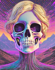 Poster - Psychedelic human skull