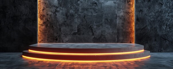 Wall Mural - Mockup of a podium with a built-in light strip.