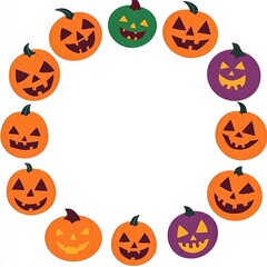 Poster - Set of Nine Smiling Jack-o'-Lantern Faces