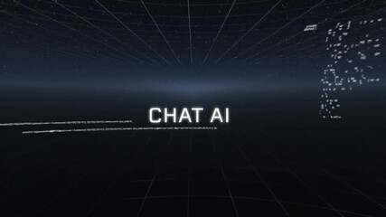 Poster - Animation of chat ai and data processing over black background