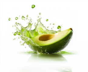 Avocado essential oil splash isolated on white background. 