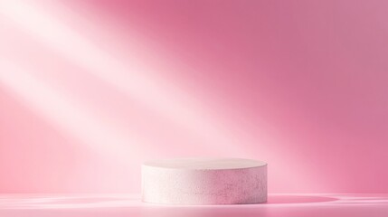 Aufkleber - Minimalist Concrete Podium on Gradient Pink Background with Soft Lighting and Monochromatic Pastel Palette