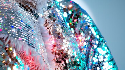 Aufkleber - Sparkling Silver and Gold Sequin Background with Vibrant Lights for Creative Design and Copy Space