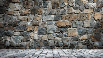 Poster - Abstract stone wall background for product display in studio interior.