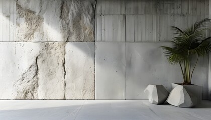 Wall Mural - textured natural stone and concrete wall with a delicate white cement finish