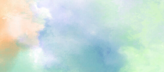 Wall Mural - Abstract natural blue creative of a hand painting blue sky  cloudy summer season watercolor texture grunge beautiful concept wallpaper.