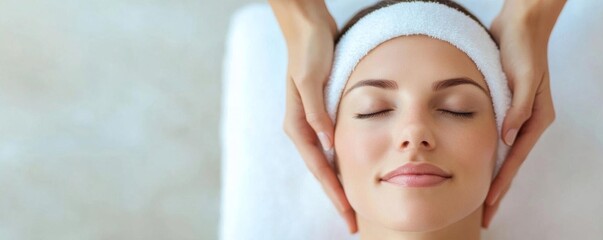 Woman receiving a relaxing scalp massage with herbal oils, emphasizing comfort and care