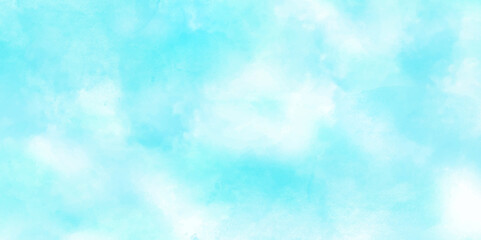 Wall Mural - Abstract natural blue creative of a hand painting blue sky  cloudy summer season watercolor texture grunge beautiful concept wallpaper.