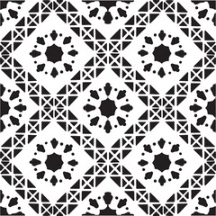 Canvas Print - Black and white geometric pattern. Tileable texture background.