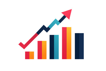 A colorful bar chart illustration featuring four bars in various heights, symbolizing business growth or statistical data.