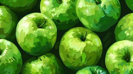 Green apples. Tasty and juicy. Background of apples. Fruit background. Vector illustration.