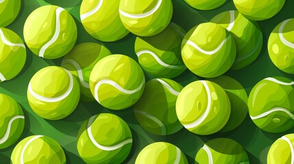 Tennis balls. Background of lots of vibrant green tennis balls. Sport background. Vector illustration.