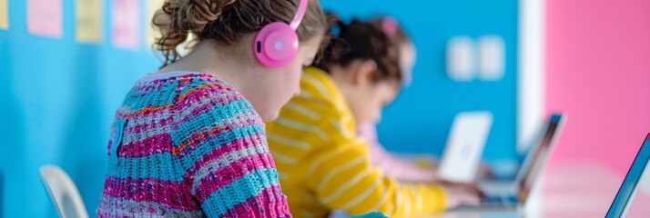 Poster - Diverse High School Students and Teacher Collaborate on AI-Coding Project Using Laptops and Smartboards in a Modern Classroom Setting