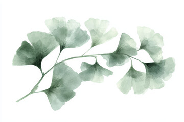 Watercolor painting of a ginkgo biloba branch with its characteristic leaves, representing the concept of herbal medicine and natural remedies