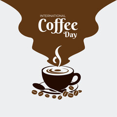 International Coffee Day. 1st October. Template for background with banner, poster and card. Vector illustration. Flat design.