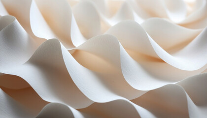 Wall Mural - macro photography of white paper creating abstract wavy pattern