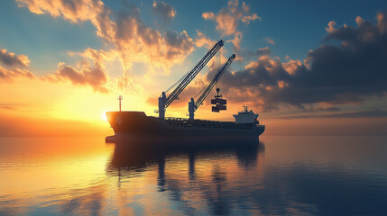 Cargo Ship at Sunrise