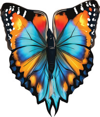 Sticker - cyan and orange butterfly isolated on white