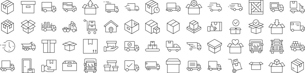 Delivery Outline Style Icons for Design, Cards, Apps, Social Networks