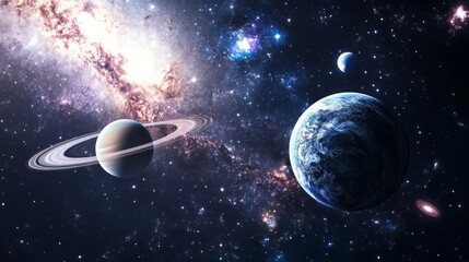 Wall Mural - Cosmic Landscape with Planets