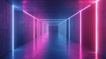 Wall Mural - Neon Lit Corridor