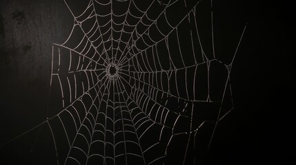 Intricate Spider Web on Dark Background