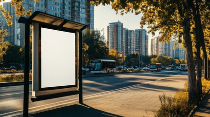 Urban Bus Stop in the Evening Light