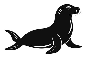 Seal black and white silhouette E.eps