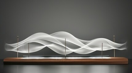 Poster - A long stick of incense burning on an elegant wooden shelf