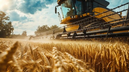 Harvesting Wheat with a Modern Combine