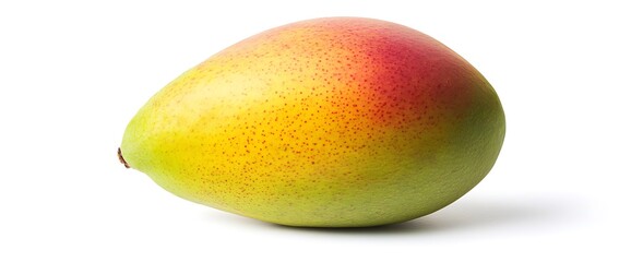 Wall Mural - A ripe mango with a yellow and red skin.