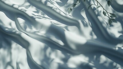 Poster - Abstract Shadows of Leaves on White Fabric