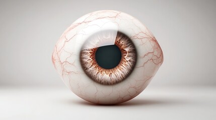 a close up of a red eye with a black pupil