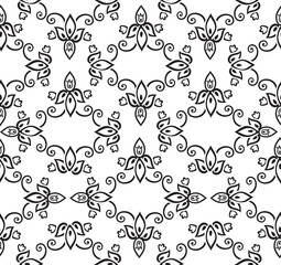 Arabesque floral seamless pattern. Flourish ornamental texture in damask asian style.