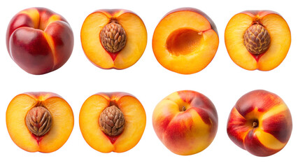 set of peaches on transparent background png