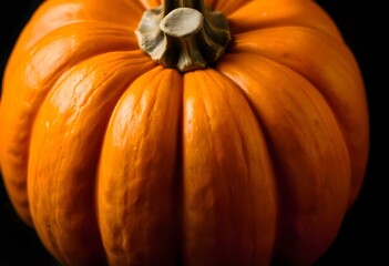 close up pumpkin on black background create with ai