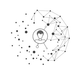 Wall Mural - connected dots, data concept, black and white, transparent background geometric vector illustration 