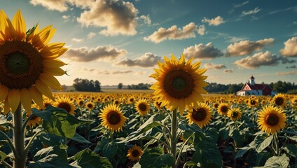 sunflower field with sky